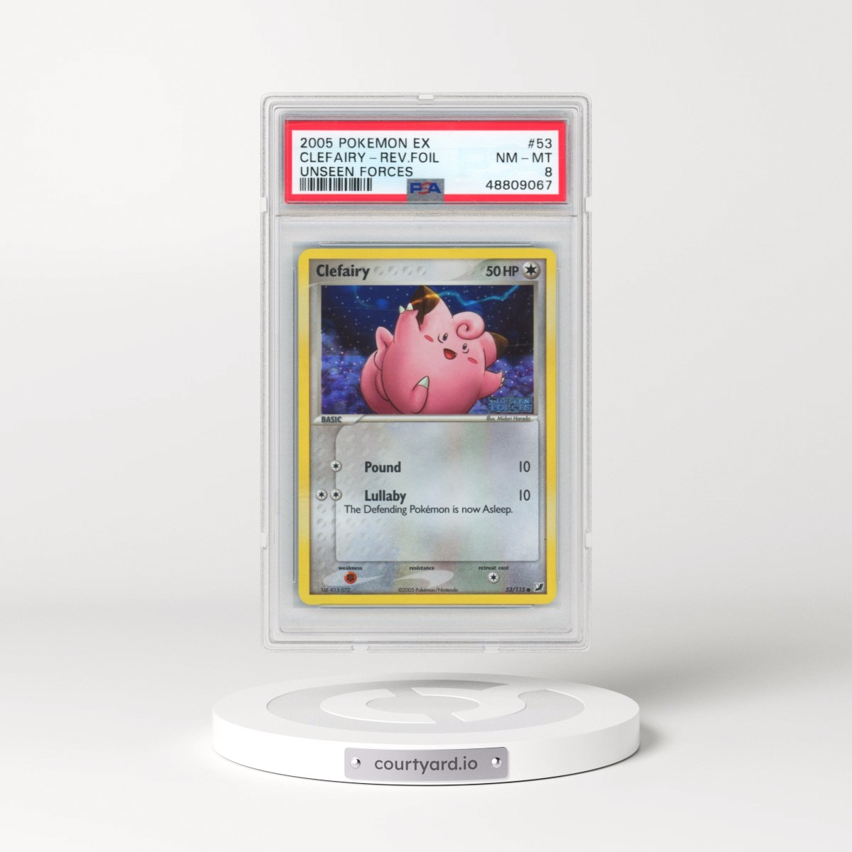 2005 Pokémon EX Unseen Forces #53 Clefairy - Reverse Foil (PSA 8 NM-MT)