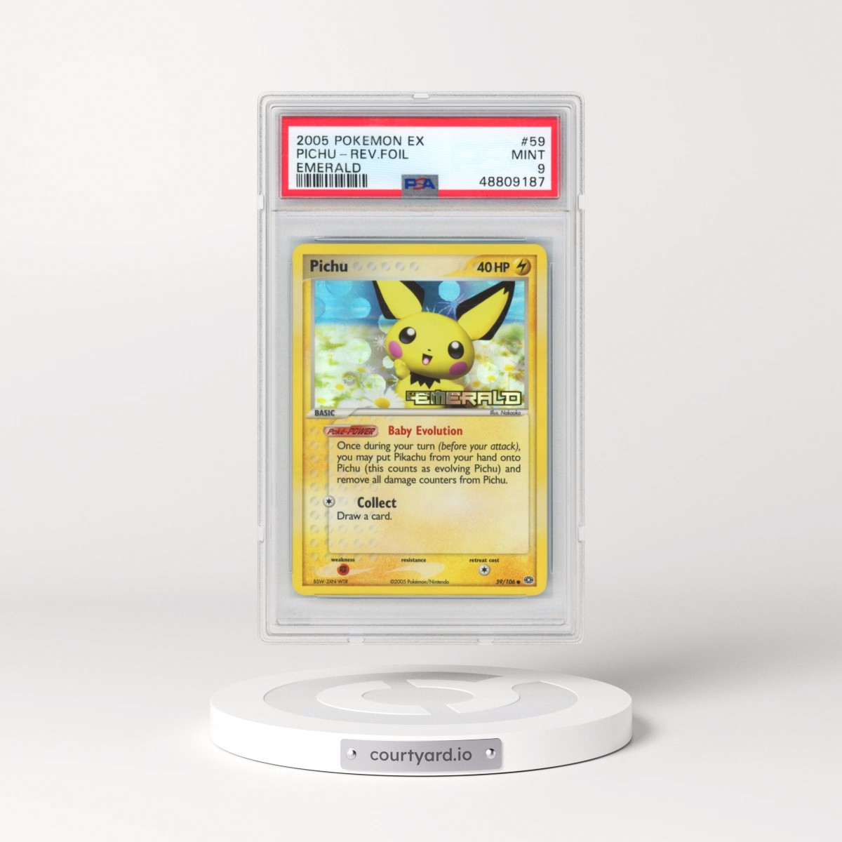 2005 Pokémon EX Emerald #59 Pichu - Reverse Foil (PSA 9 MINT)
