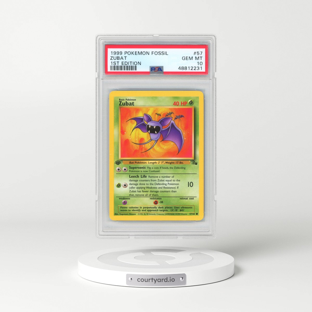 1999 Pokémon Fossil #57 Zubat - 1st Edition (PSA 10 GEM MINT)