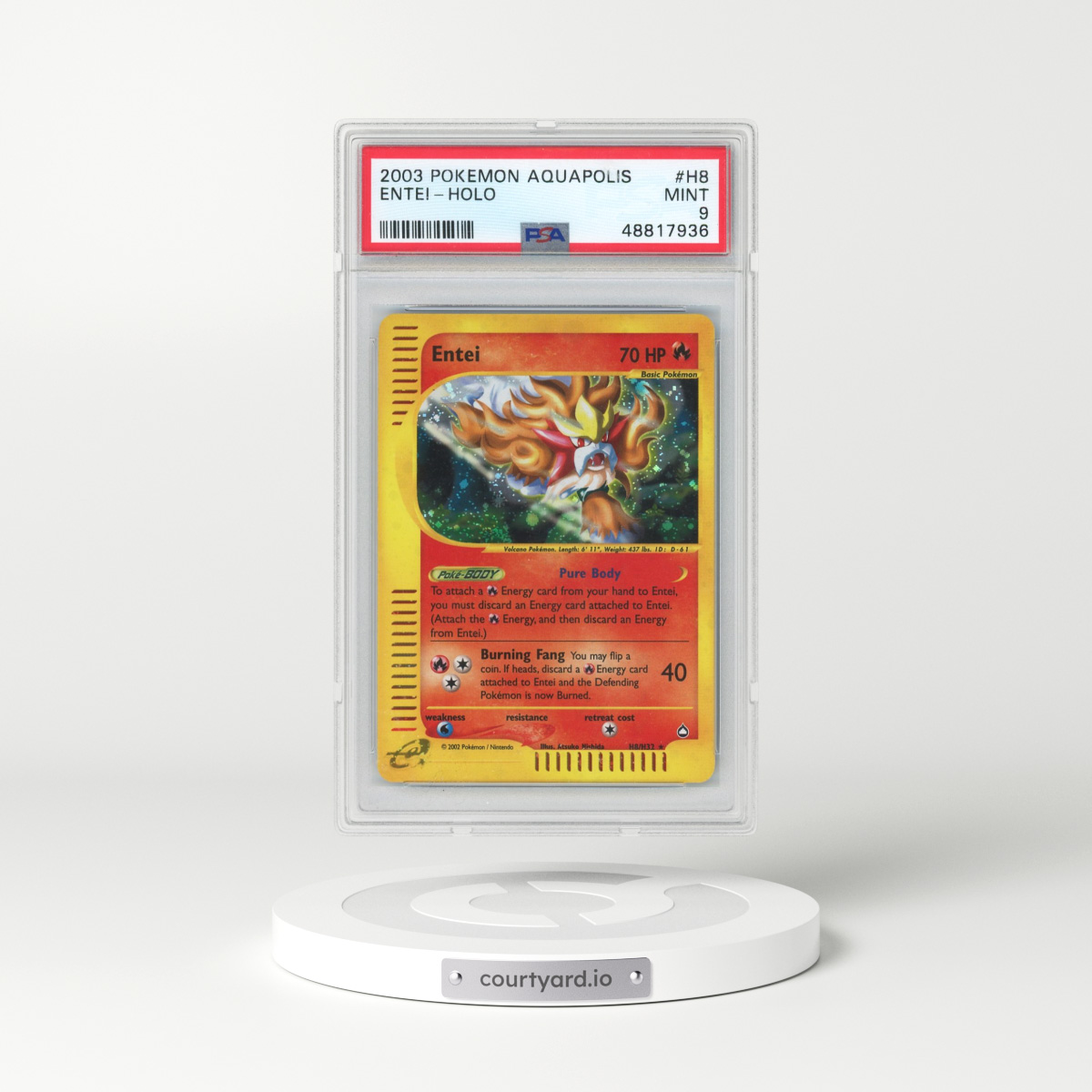 2003 Pokémon Aquapolis #H8 Entei - Holo (PSA 9 MINT)