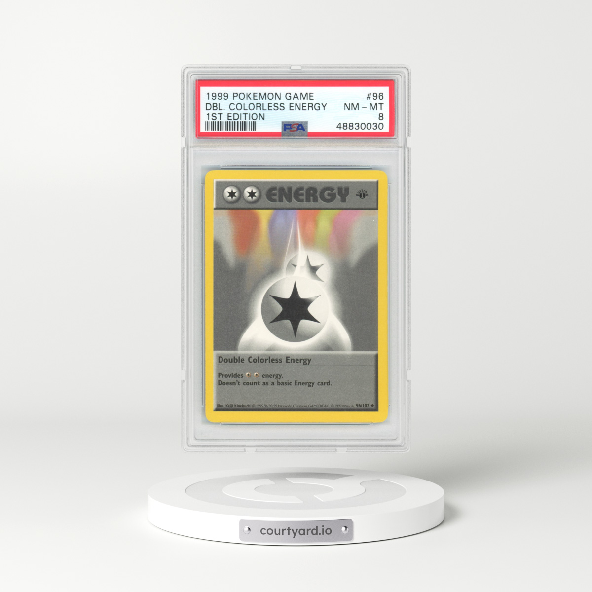 1999 Base Set #96 Double Colorless Energy - 1st Edition (PSA 8 NM-MT)