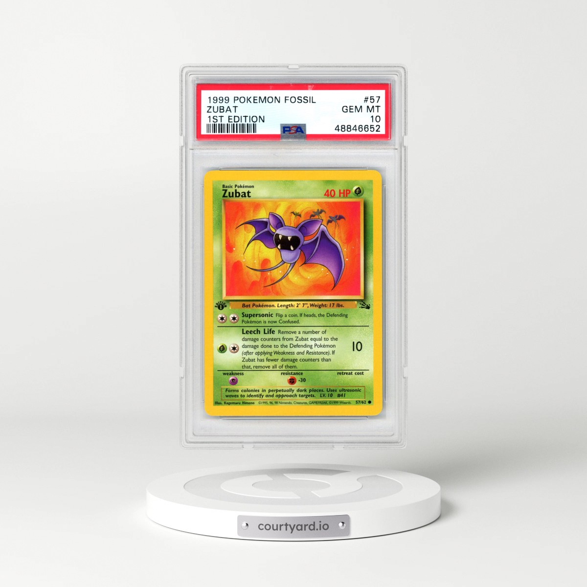 1999 Pokémon Fossil #57 Zubat - 1st Edition (PSA 10 GEM MINT)