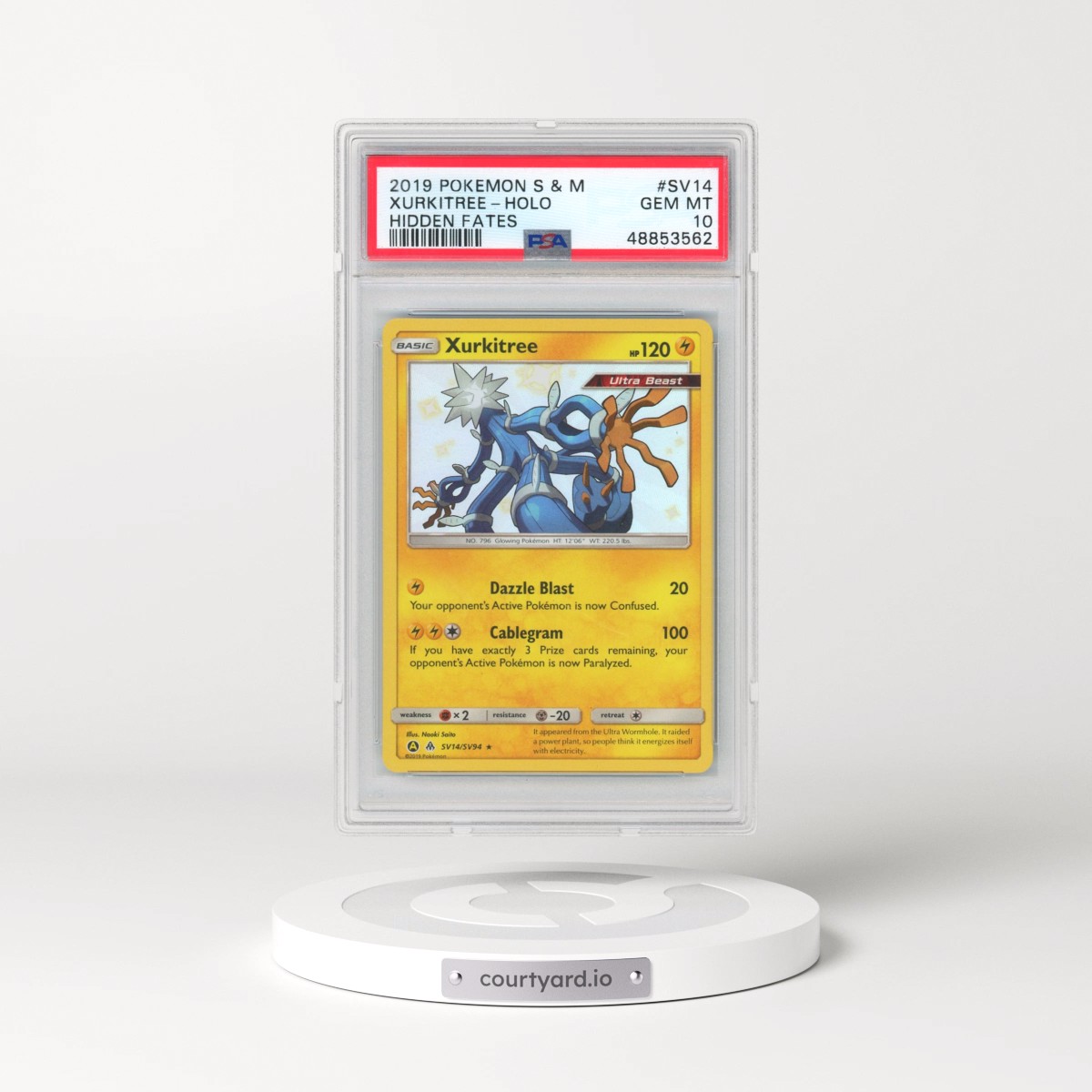 2019 Pokémon Sun & Moon Hidden Fates #SV14 Xurkitree - Holo (PSA 10 GEM MINT)