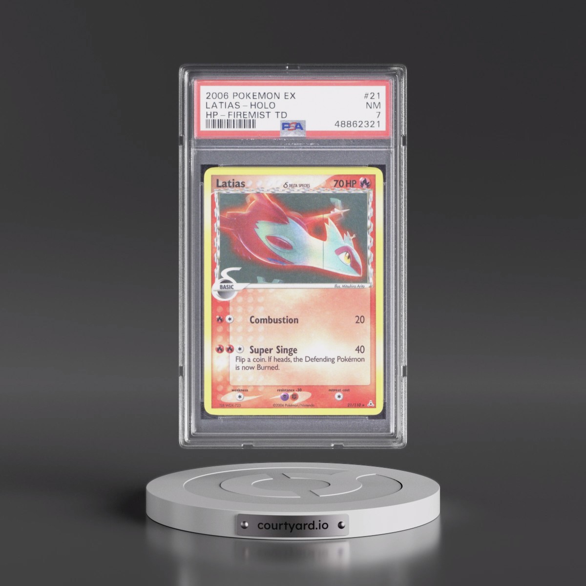 2006 Pokémon EX Holon Phantoms #21 Latias - Holo Firemist Theme Deck (PSA 7 NM)