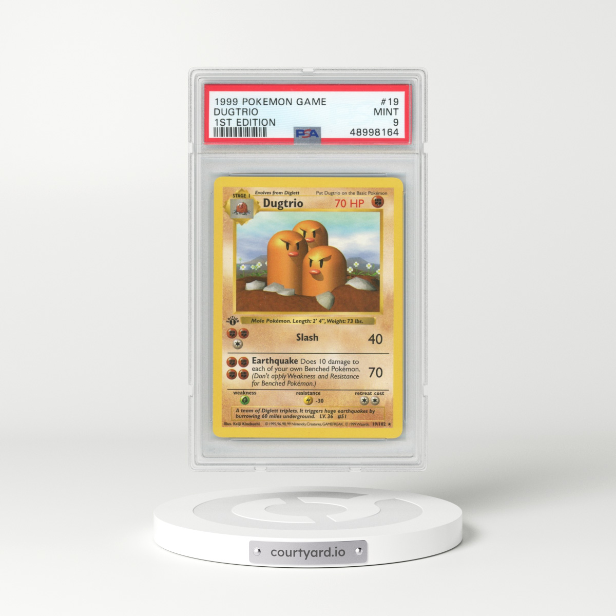1999 Base Set #19 Dugtrio - 1st Edition Shadowless (PSA 9 MINT)