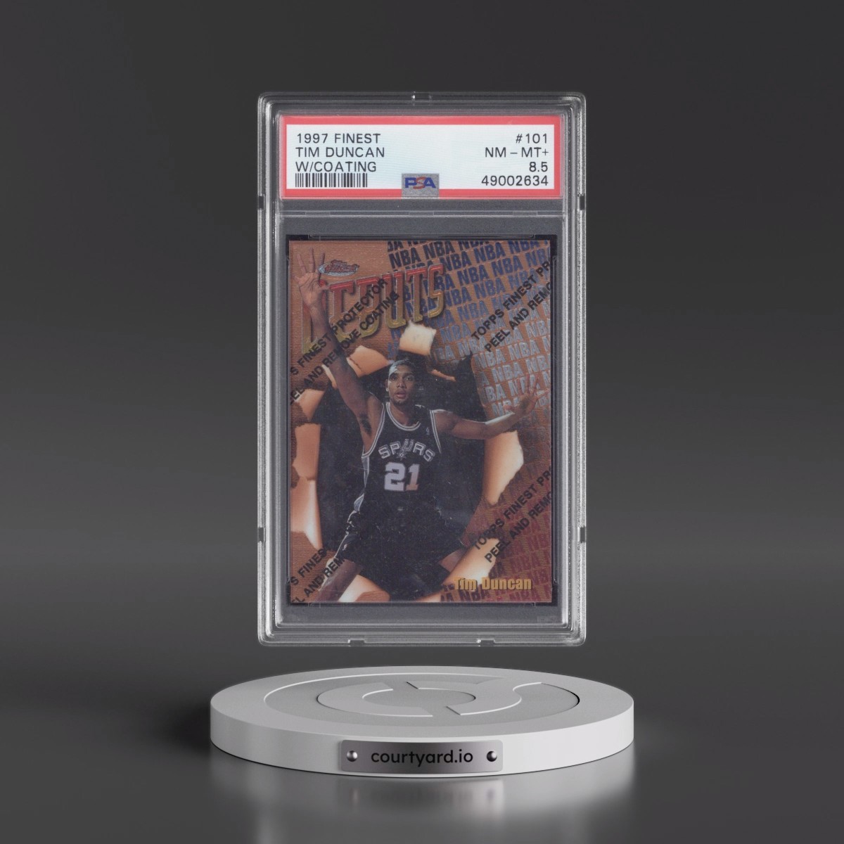 1997 Finest Tim Duncan - w/Coating #101 PSA 8.5