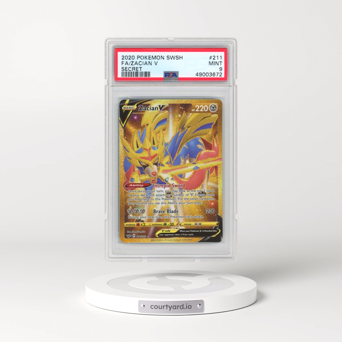 2020 Pokémon Sword & Shield #211 Zacian V - Holo Full Art Secret (PSA 9 MINT)