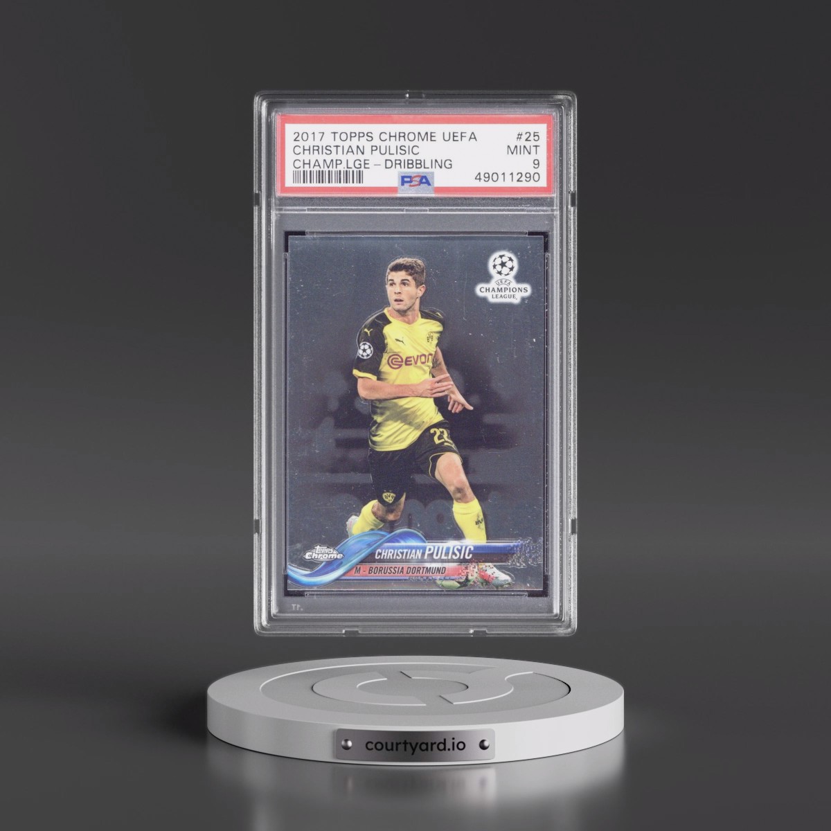 2017 Topps Chrome UEFA Champions League #25 Christian Pulisic - Dribbling (PSA 9 MINT)