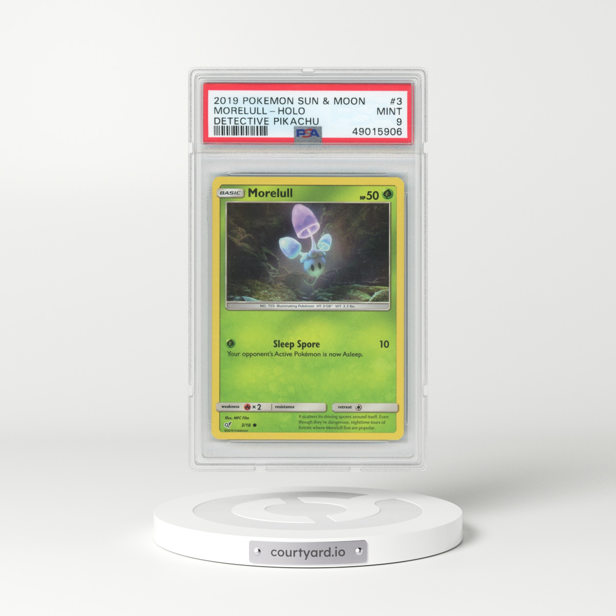 2019 Detective Pikachu #3 Morelull - Holo (PSA 9 MINT)