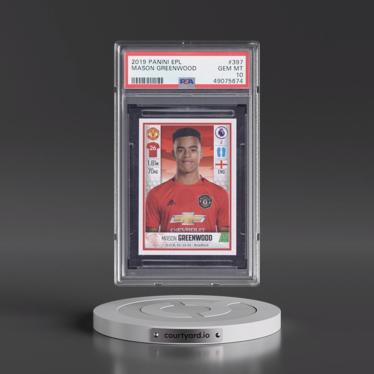 2019 Panini English Premier League #397 Mason Greenwood (PSA 10 GEM MINT)