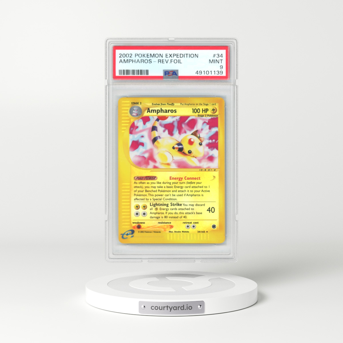 2002 Expedition #34 Ampharos - Reverse Holo (PSA 9 MINT)
