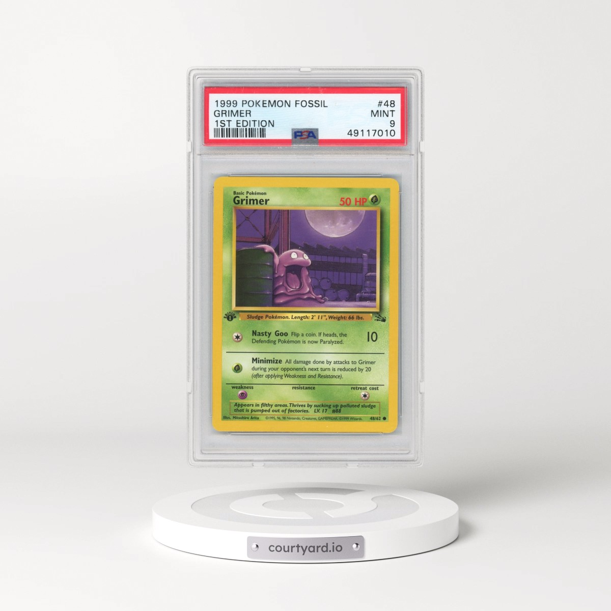 1999 Pokémon Fossil #48 Grimer - 1st Edition (PSA 9 MINT)