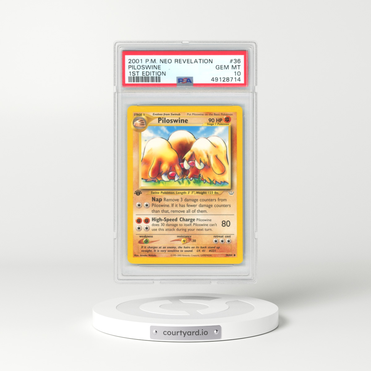 2001 Pokémon Neo Revelation #36 Piloswine - 1st Edition (PSA 10 GEM MINT)