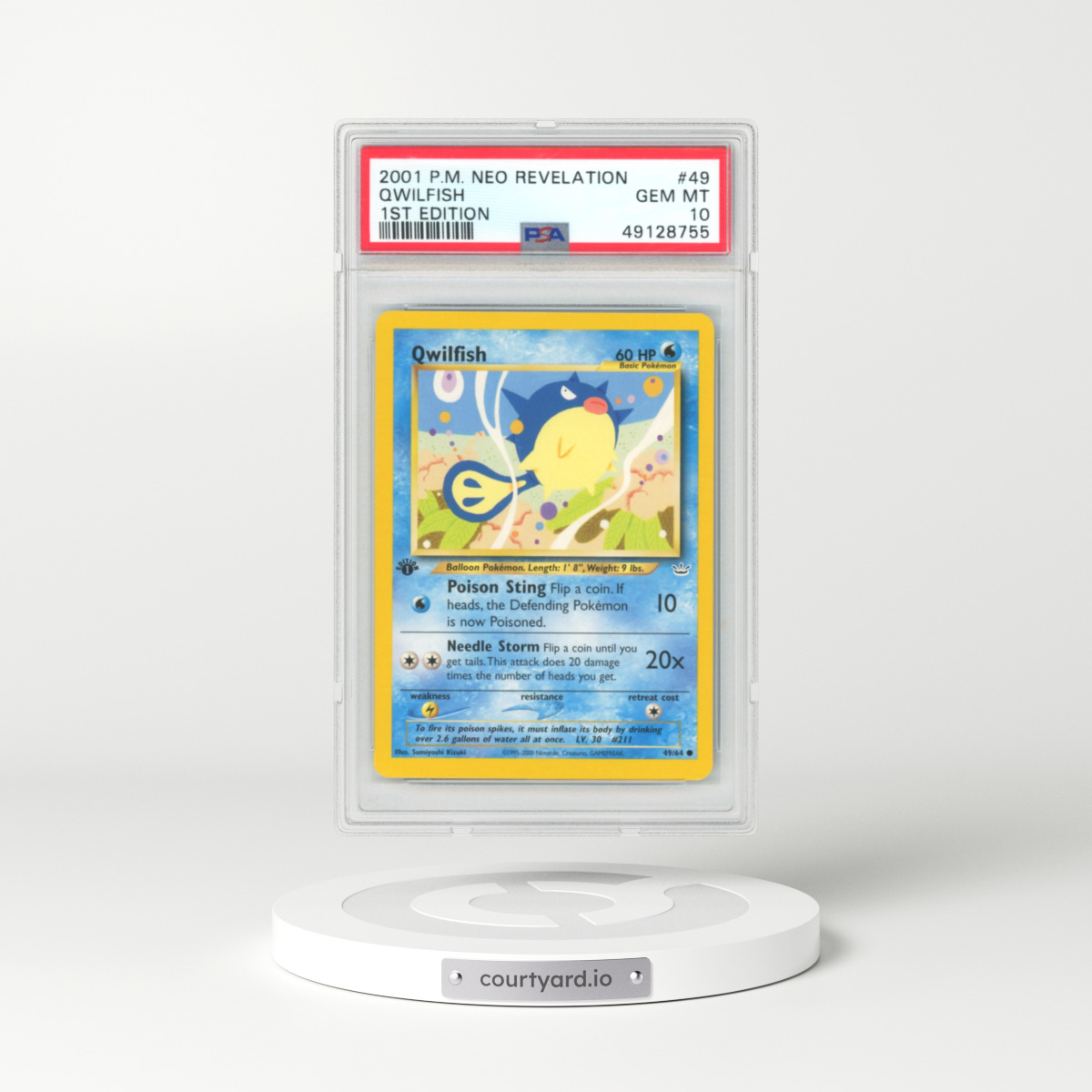2001 Pokémon Neo Revelation #49 Qwilfish - 1st Edition (PSA 10 GEM MINT)