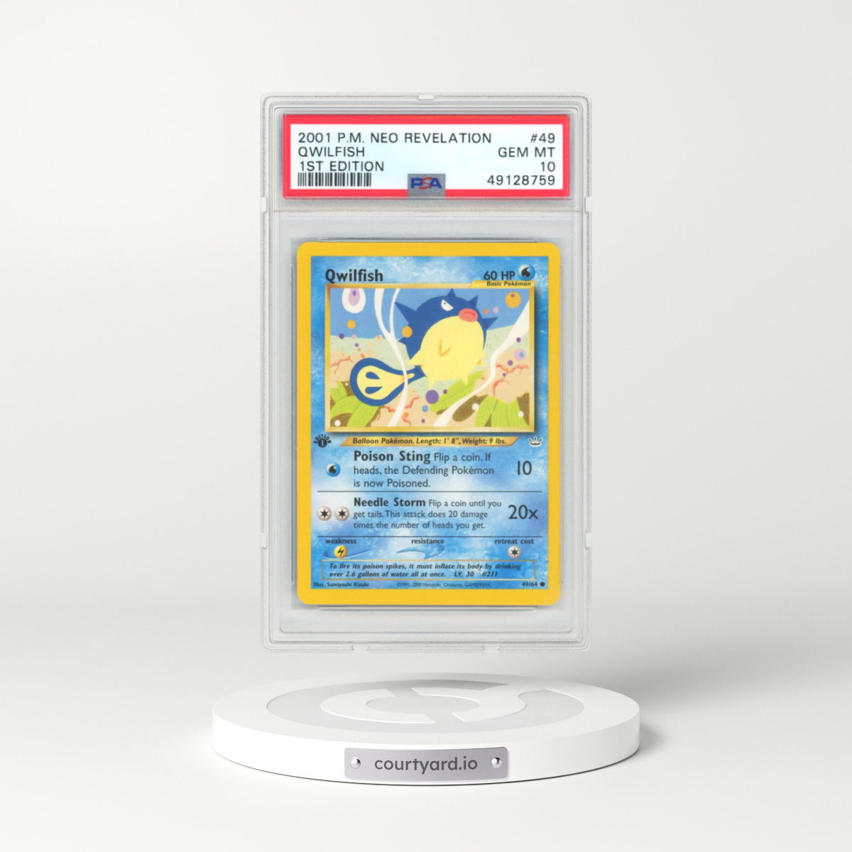2001 Pokémon Neo Revelation #49 Qwilfish (PSA 10 GEM MINT)