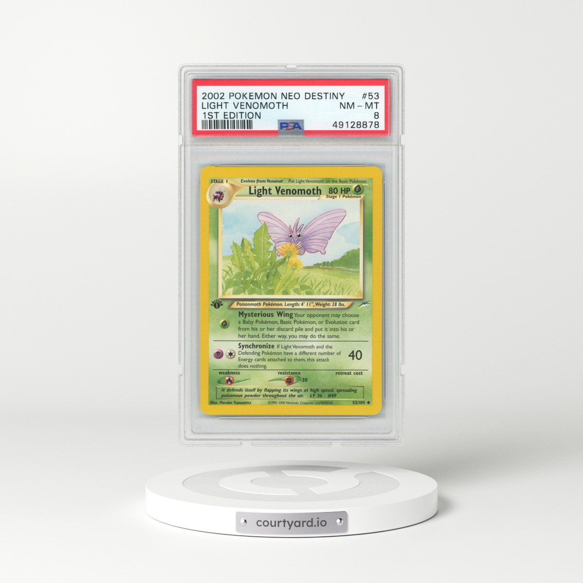 2002 Neo Destiny #53 Light Venomoth - 1st Edition (PSA 8 NM-MT)