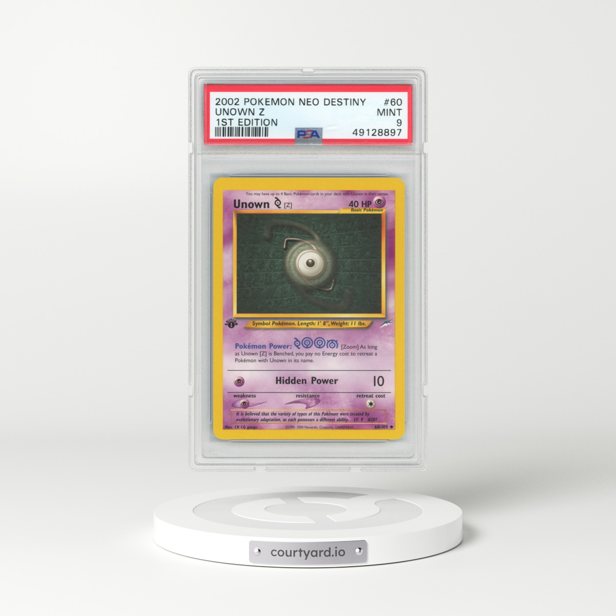 2002 Neo Destiny #60 Unown Z - 1st Edition (PSA 9 MINT)