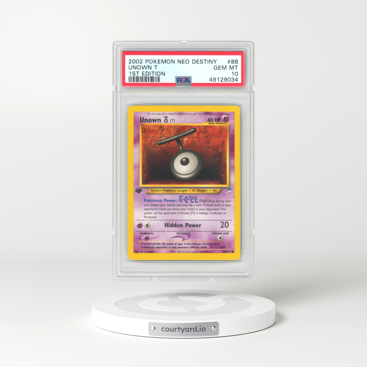 2002 Neo Destiny #88 Unown T - 1st Edition 1st Edition (PSA 10 GEM MINT)