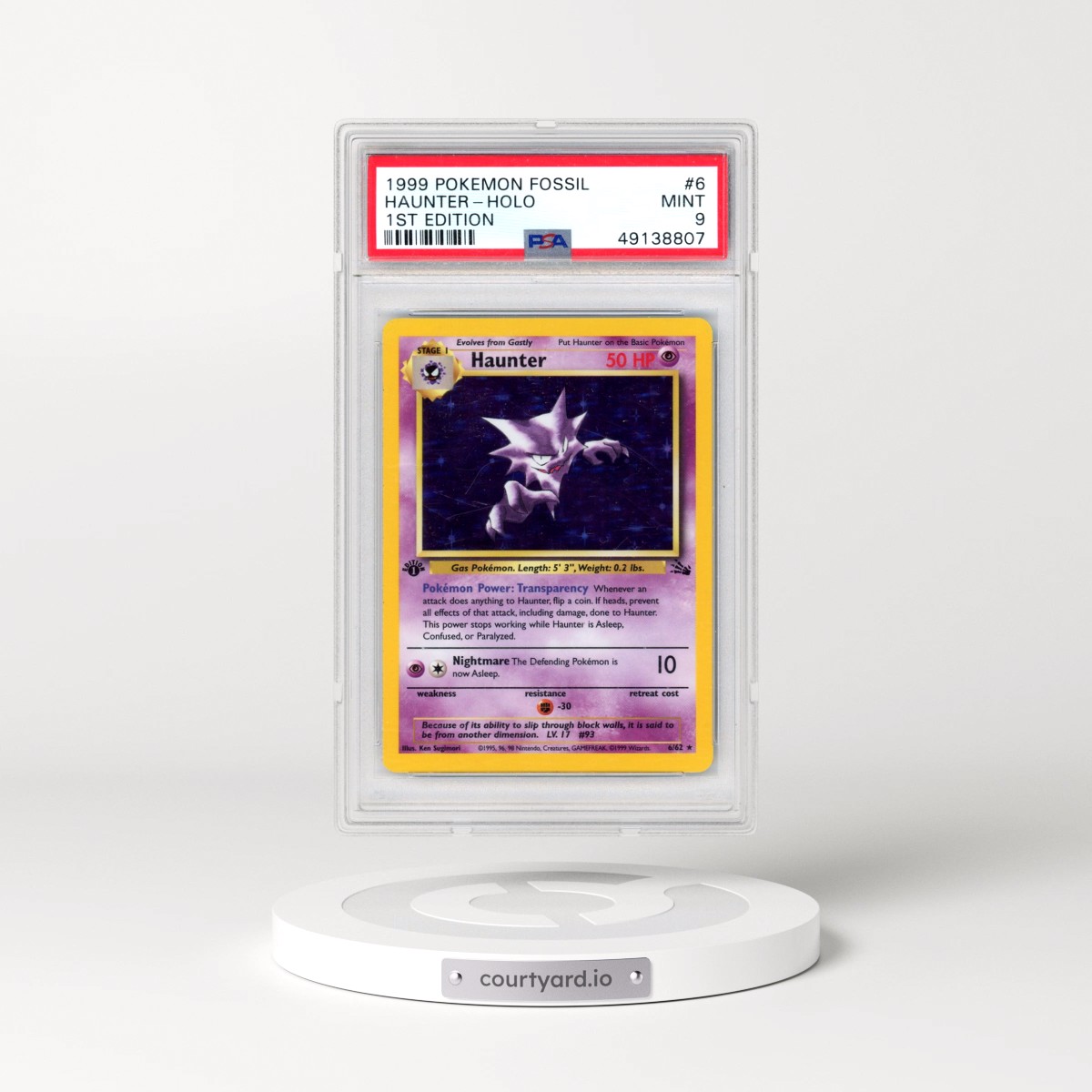 1999 Pokémon Fossil #6 Haunter - 1st Edition Holo (PSA 9 MINT)