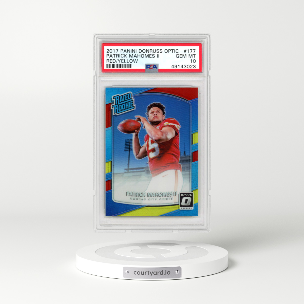 2017 Panini Donruss Optic #177 Patrick Mahomes II - Red/Yellow (PSA 10 GEM MINT)