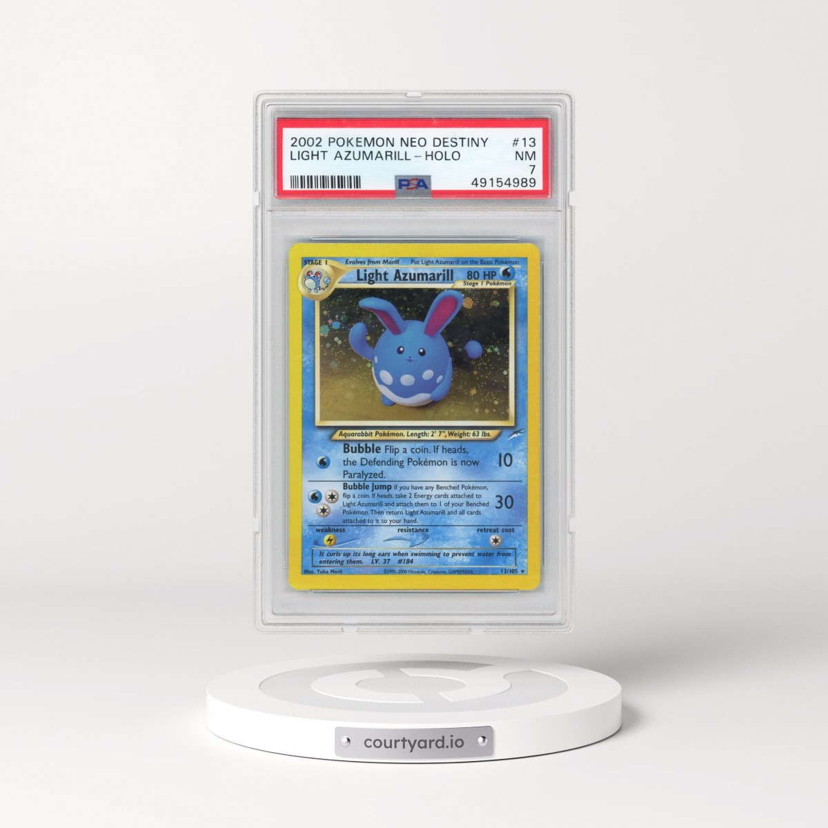 2002 Pokémon Neo Destiny #13 Light Azumarill - Holo (PSA 7 NM)