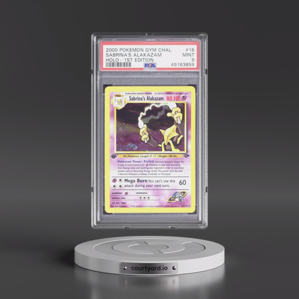 2000 Pokémon Gym Challenge #16 Sabrina's Alakazam - 1st Edition Holo (PSA 9 MINT)