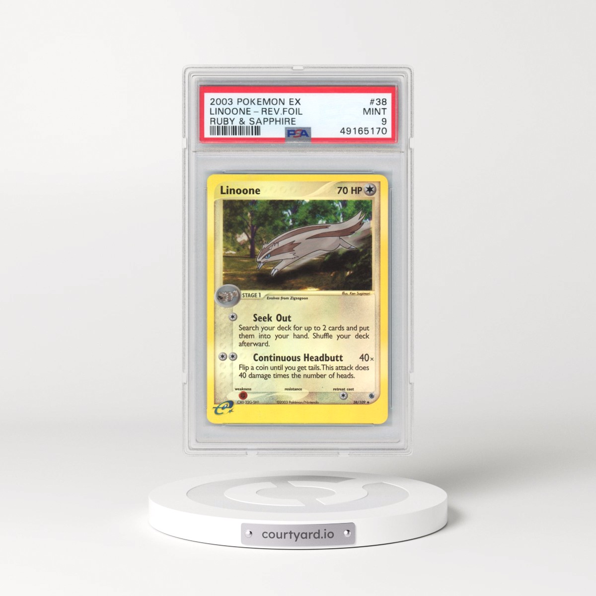 2003 Pokémon EX Ruby & Sapphire #38 Linoone - Reverse Foil (PSA 9 MINT)