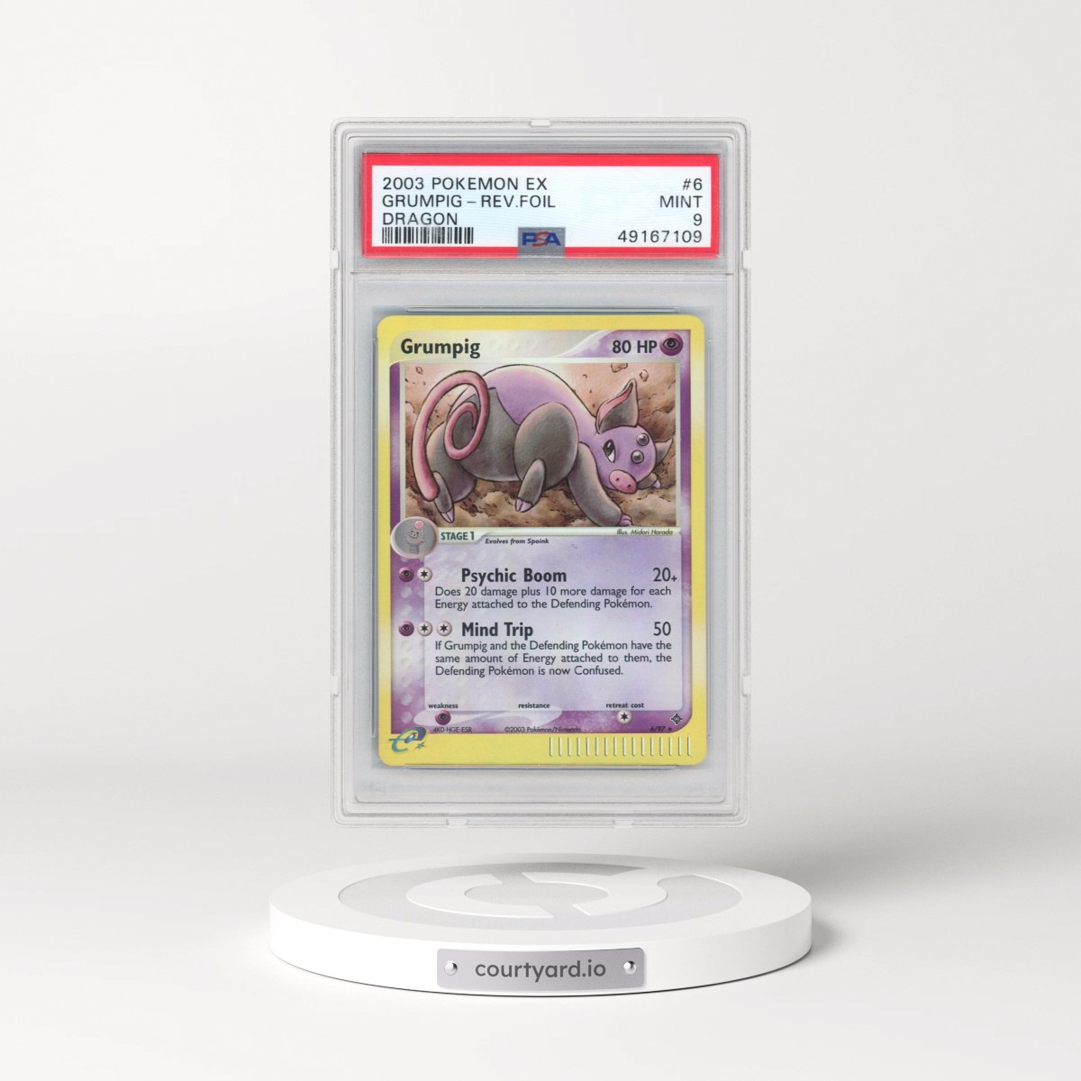 2003 Pokémon EX Dragon #6 Grumpig - Reverse Foil (PSA 9 MINT)