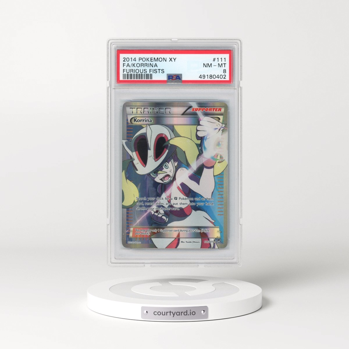 2014 Pokémon XY Furious Fists #111 Korrina - Full Art (PSA 8 NM-MT)