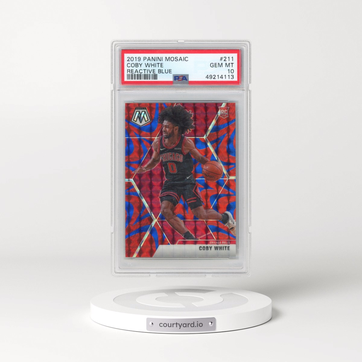 2019 Panini Mosaic Coby White - Reactive Blue #211 PSA 10