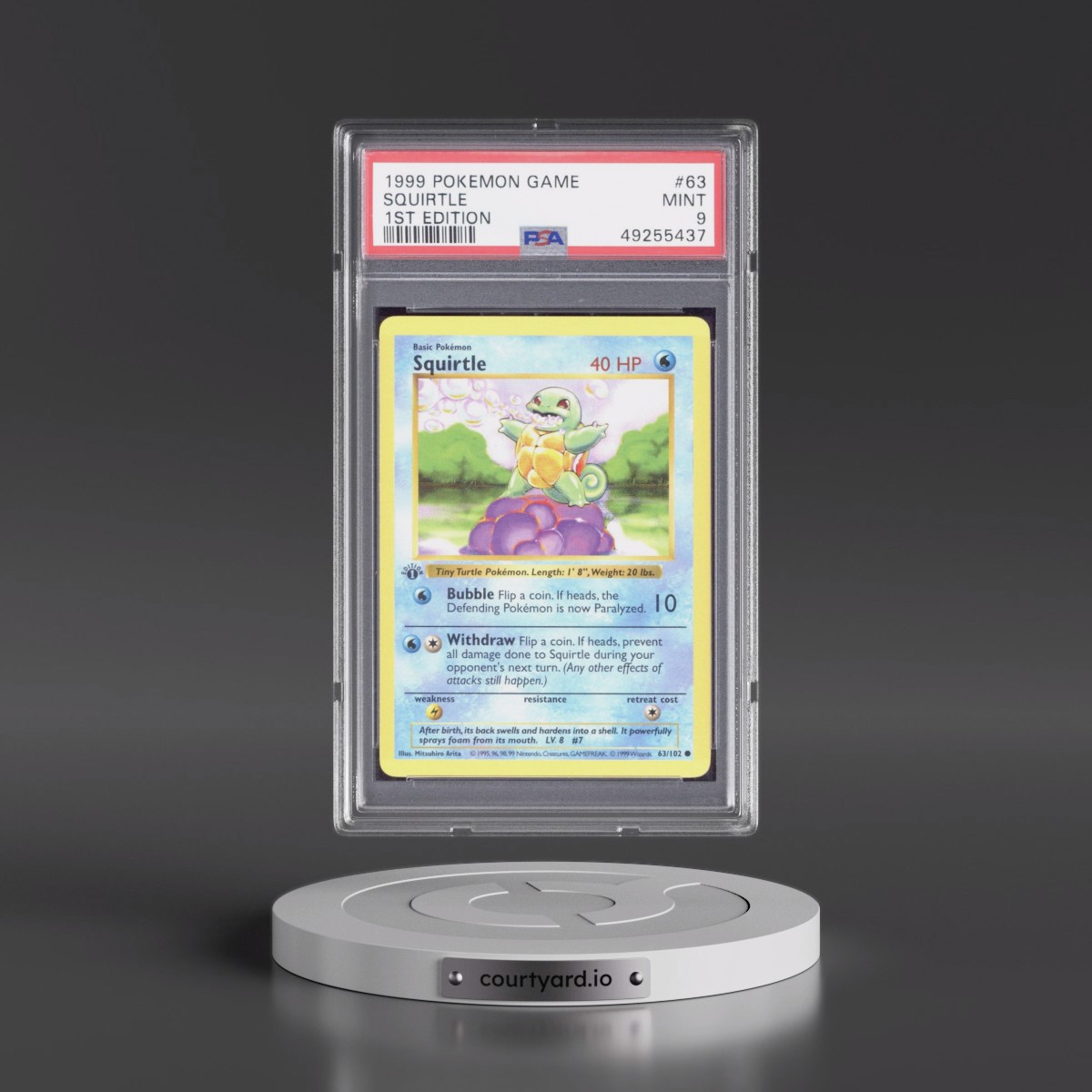 1999 Pokémon Game #63 Squirtle - 1st Edition (PSA 9 MINT)