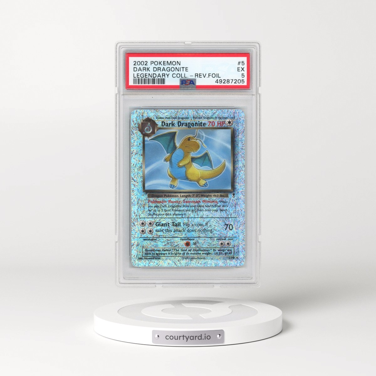 2002 Pokémon Legendary Collection #5 Dark Dragonite - Reverse Foil (PSA 5 EX)