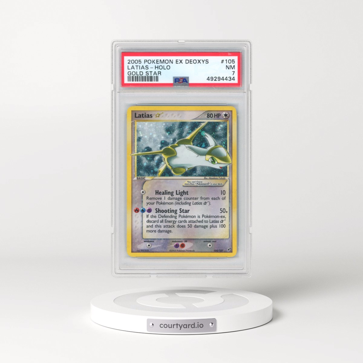 2005 Pokémon EX Deoxys #105 Latias - Holo Gold Star (PSA 7 NM)