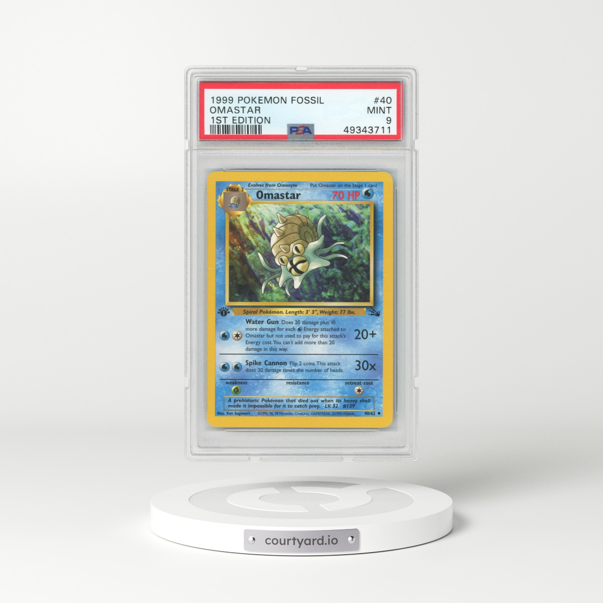 1999 Fossil #40 Omastar - 1st Edition (PSA 9 MINT)