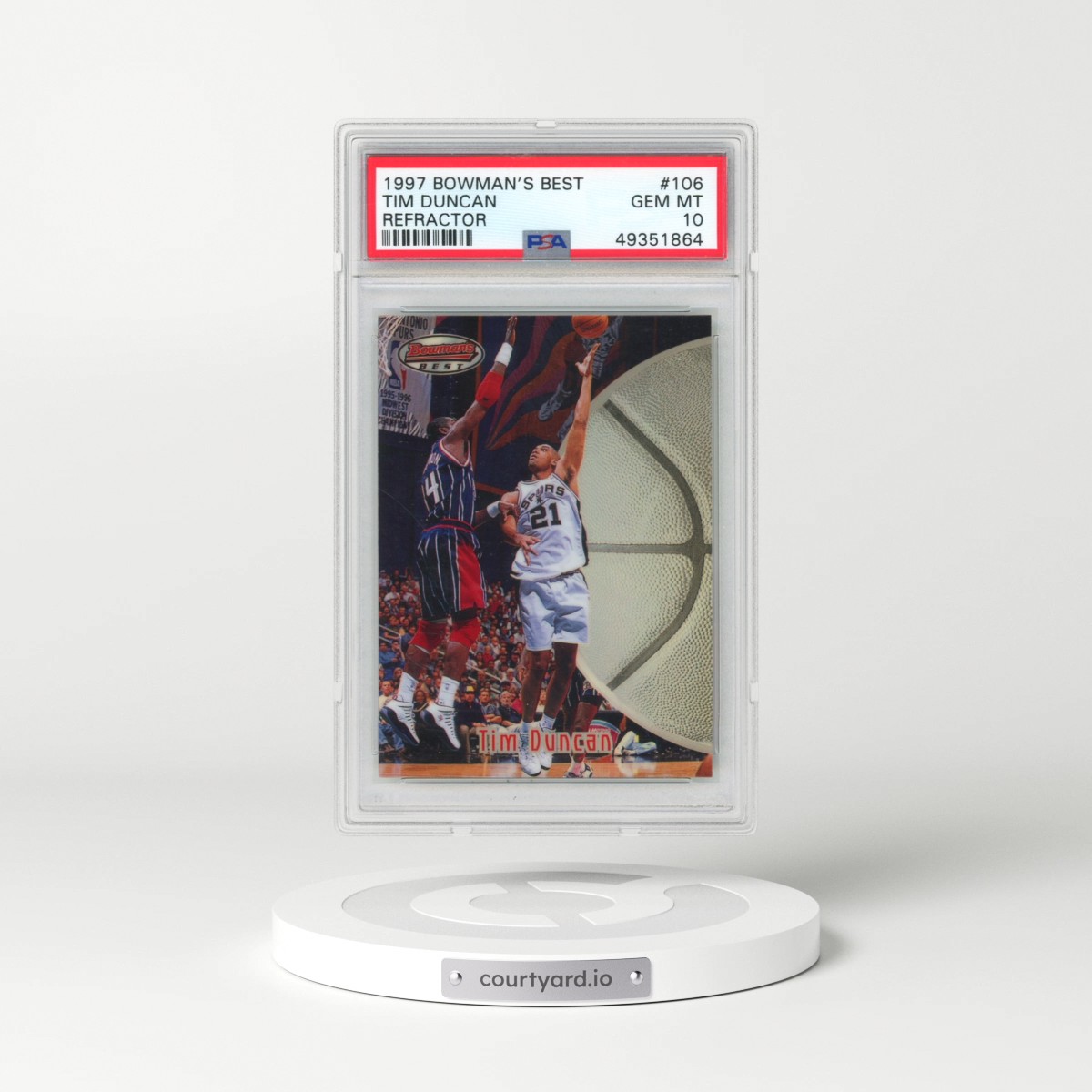 1997 Bowman's Best #106 Tim Duncan - Refractor (PSA 10 GEM MINT)