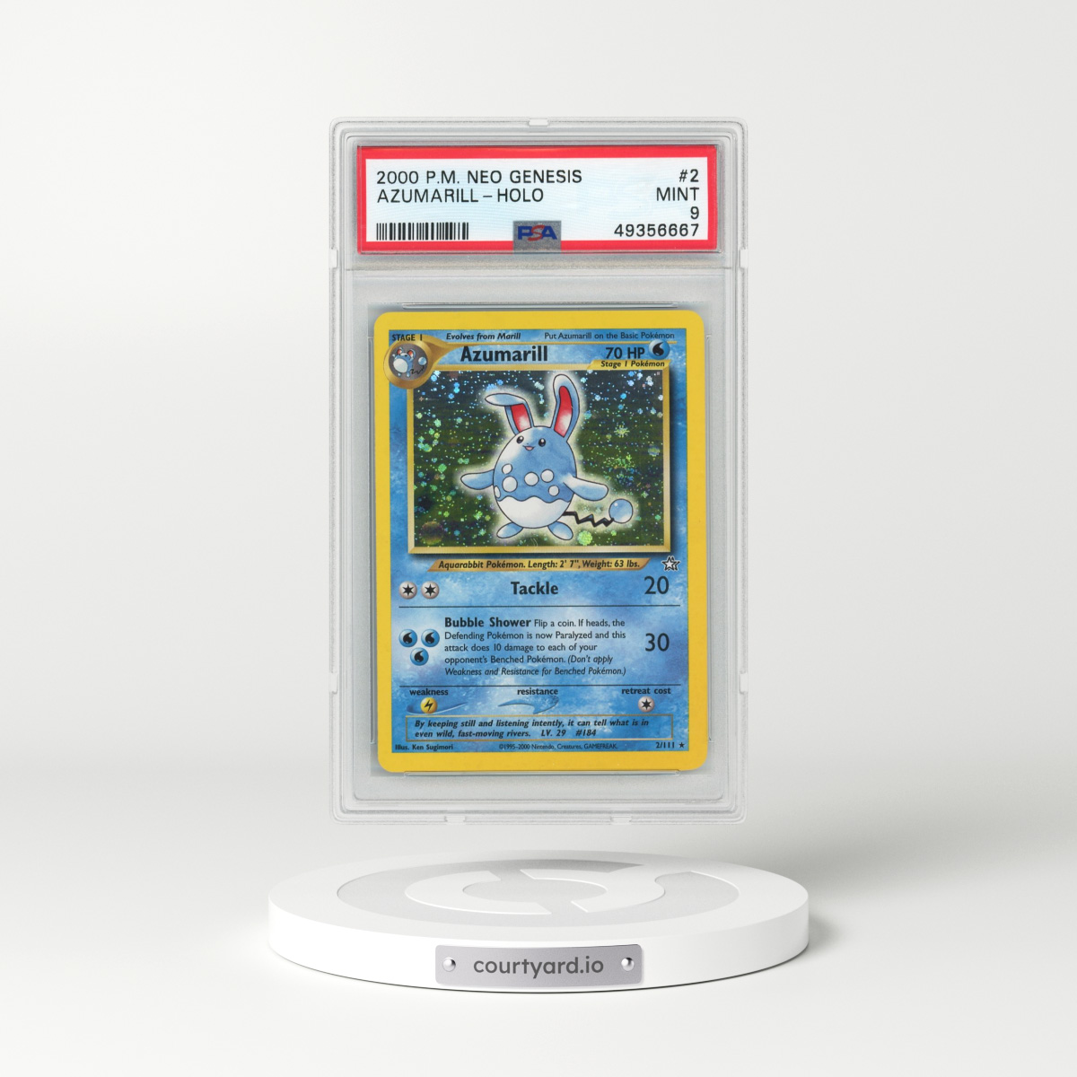 2000 Pokémon Neo Genesis #2 Azumarill - Holo (PSA 9 MINT)