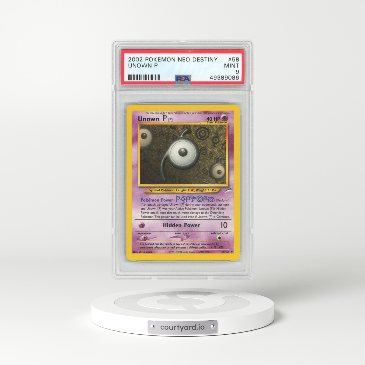 2002 Neo Destiny #58 Unown P (PSA 9 MINT)