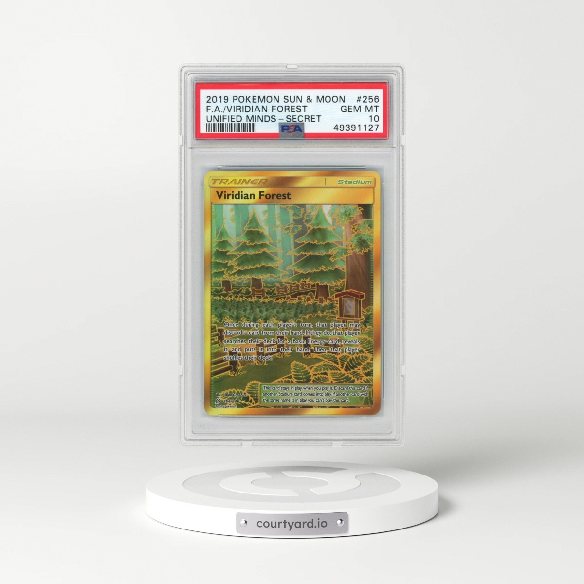 2019 Pokémon Sun & Moon Unified Minds #256 Viridian Forest - Full Art Secret (PSA 10 GEM MINT)