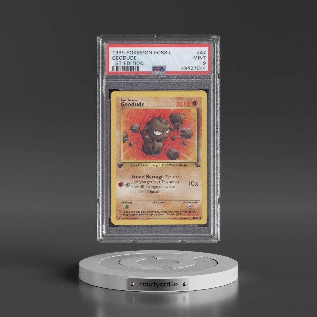 1999 Pokémon Fossil #47 Geodude - 1st Edition (PSA 9 MINT)