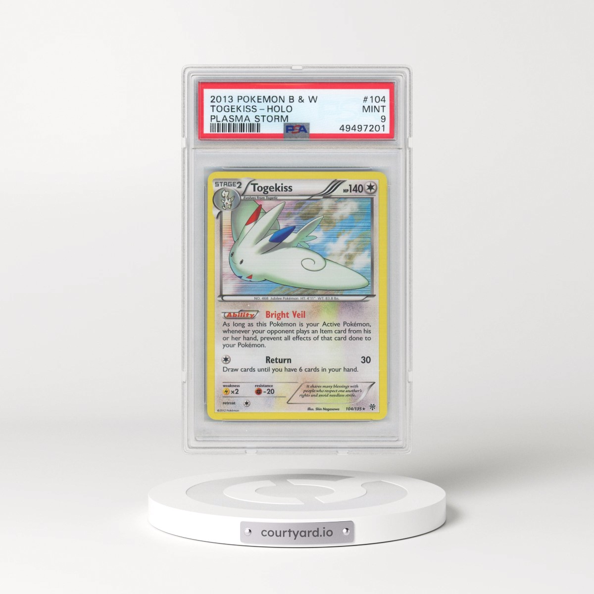 2013 Pokémon Black & White Plasma Storm #104 Togekiss - Holo (PSA 9 MINT)
