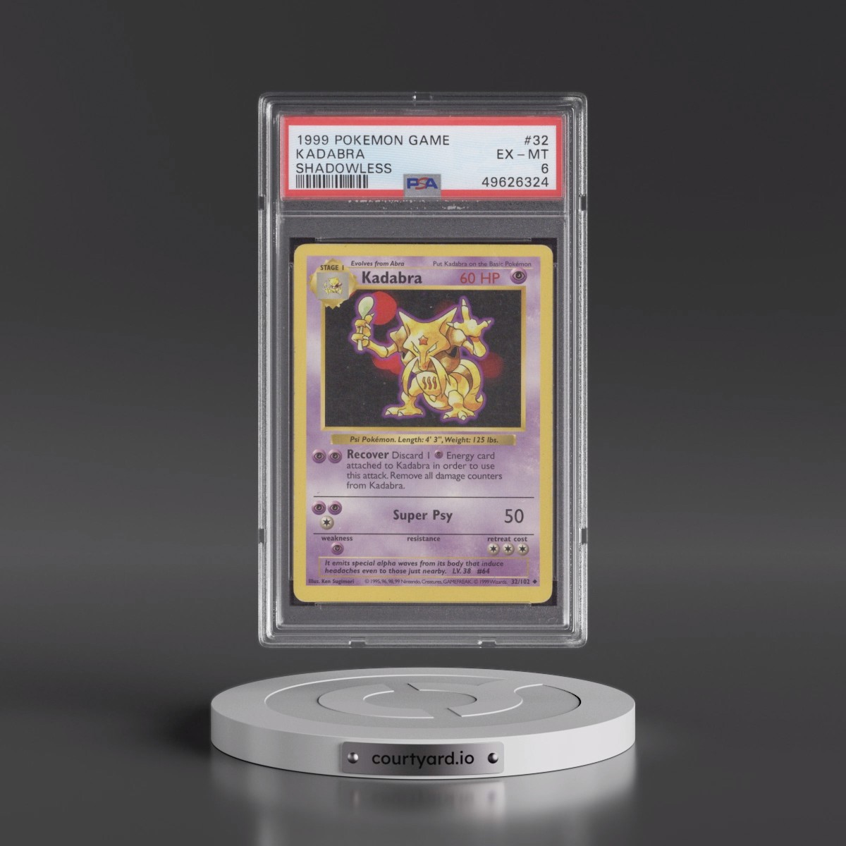1999 Pokémon Game #32 Kadabra - Shadowless (PSA 6 EX-MT)