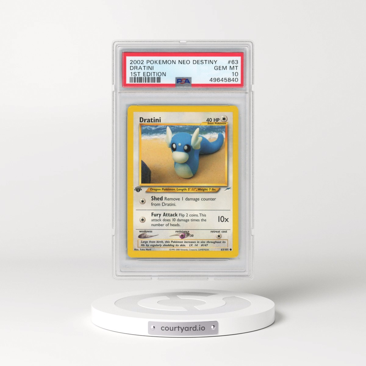 2002 Pokémon Neo Destiny #63 Dratini - 1st Edition (PSA 10 GEM MINT)