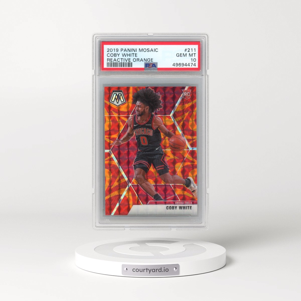 2019 Panini Mosaic #211 Coby White - Reactive Orange (PSA 10 GEM MINT)
