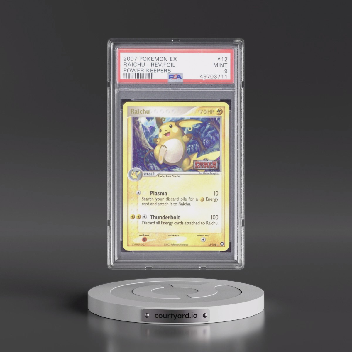 2007 Pokémon EX Power Keepers #12 Raichu - Reverse Foil (PSA 9 MINT)