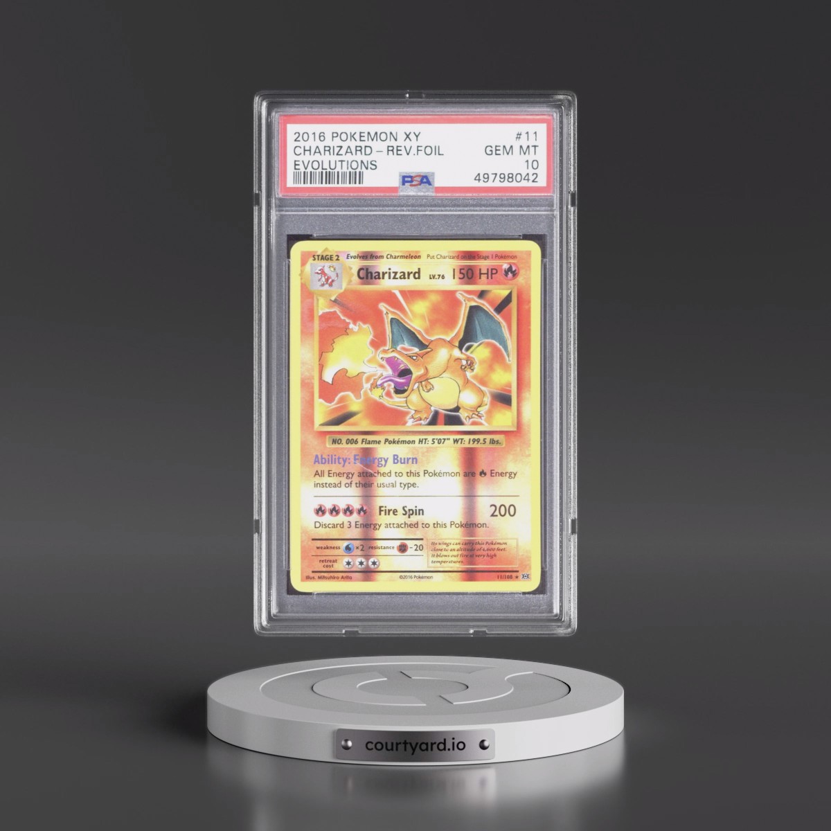 2016 Pokémon XY Evolutions #11 Charizard - Reverse Foil (PSA 10 GEM MINT)