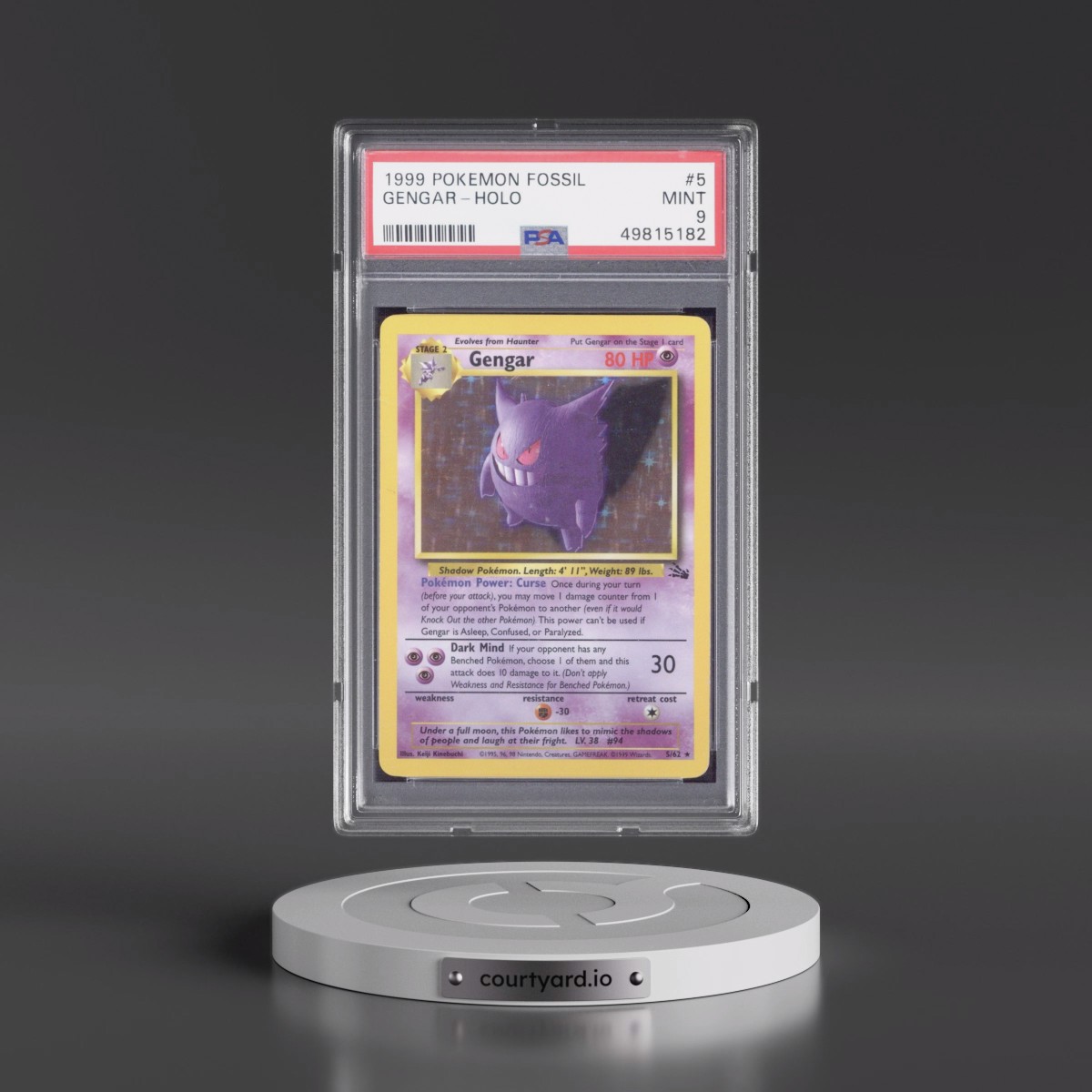 1999 Pokémon Fossil #5 Gengar - Holo (PSA 9 MINT)
