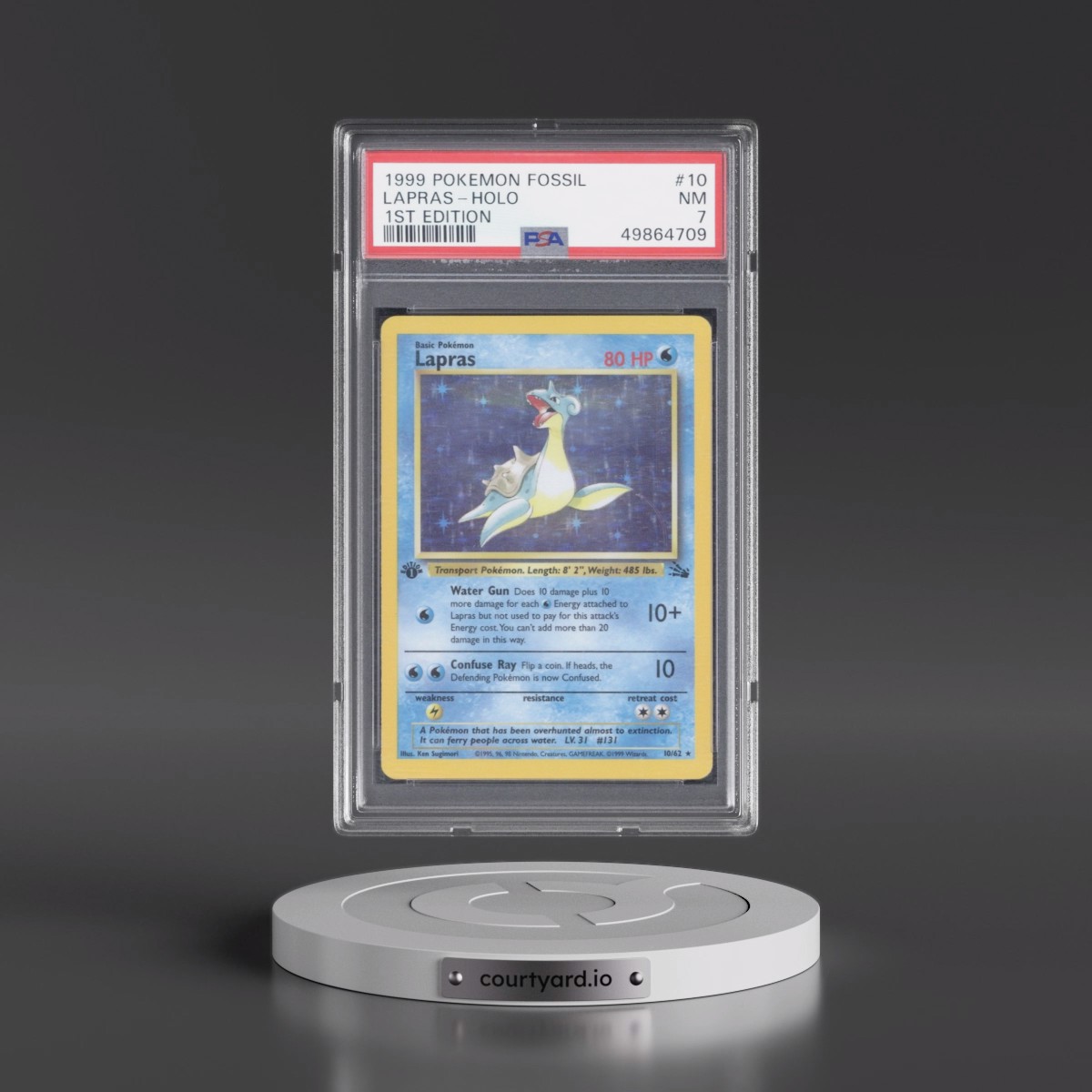 1999 Pokémon Fossil #10 Lapras - 1st Edition Holo (PSA 7 NM)