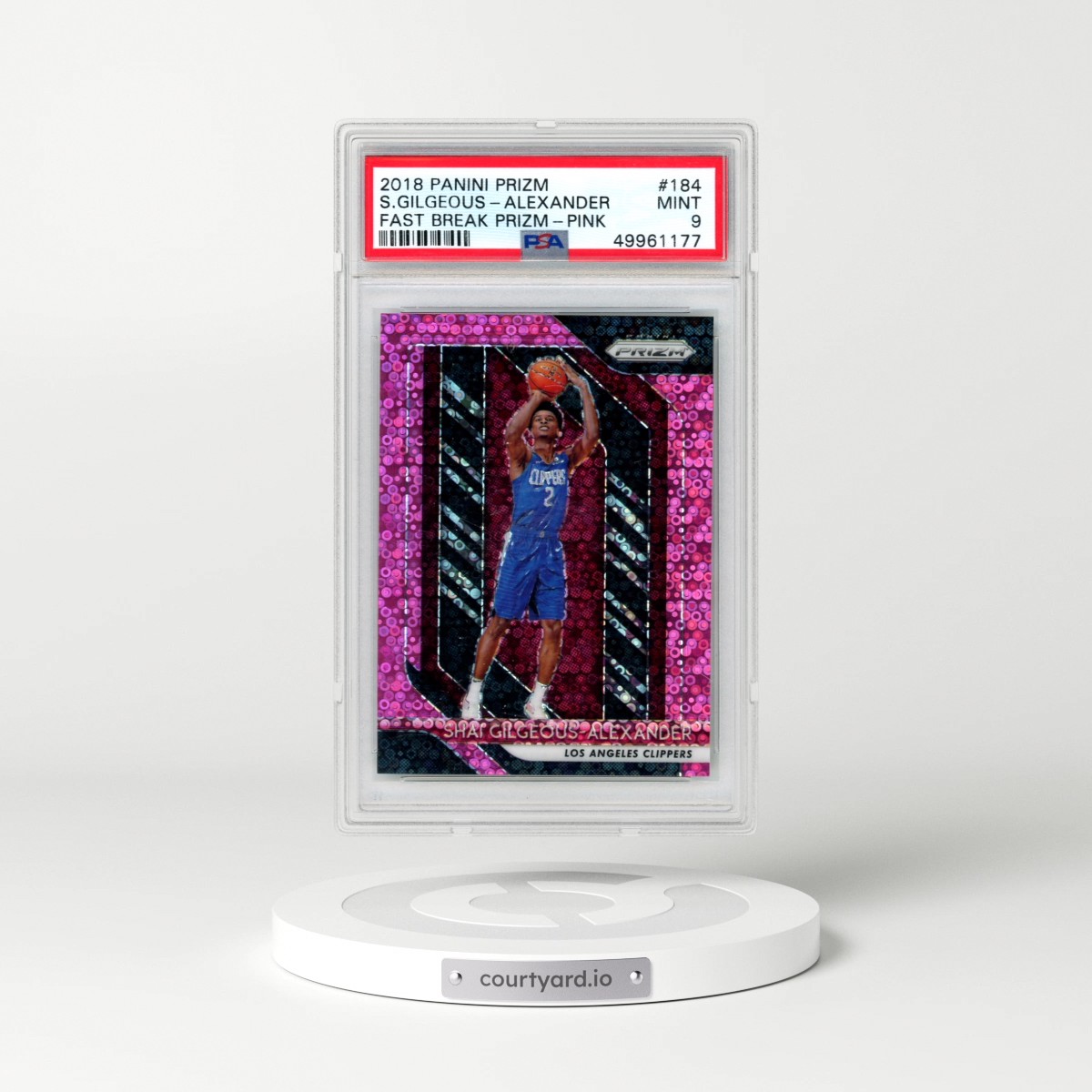 2018 Panini Prizm #184 Shai Gilgeous-Alexander - Fast Break Prizm-Pink (PSA 9 MINT)