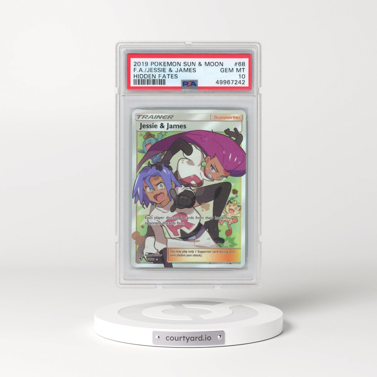 2019 Pokémon Sun & Moon Hidden Fates #68 Jessie & James - Full Art (PSA 10 GEM MINT)