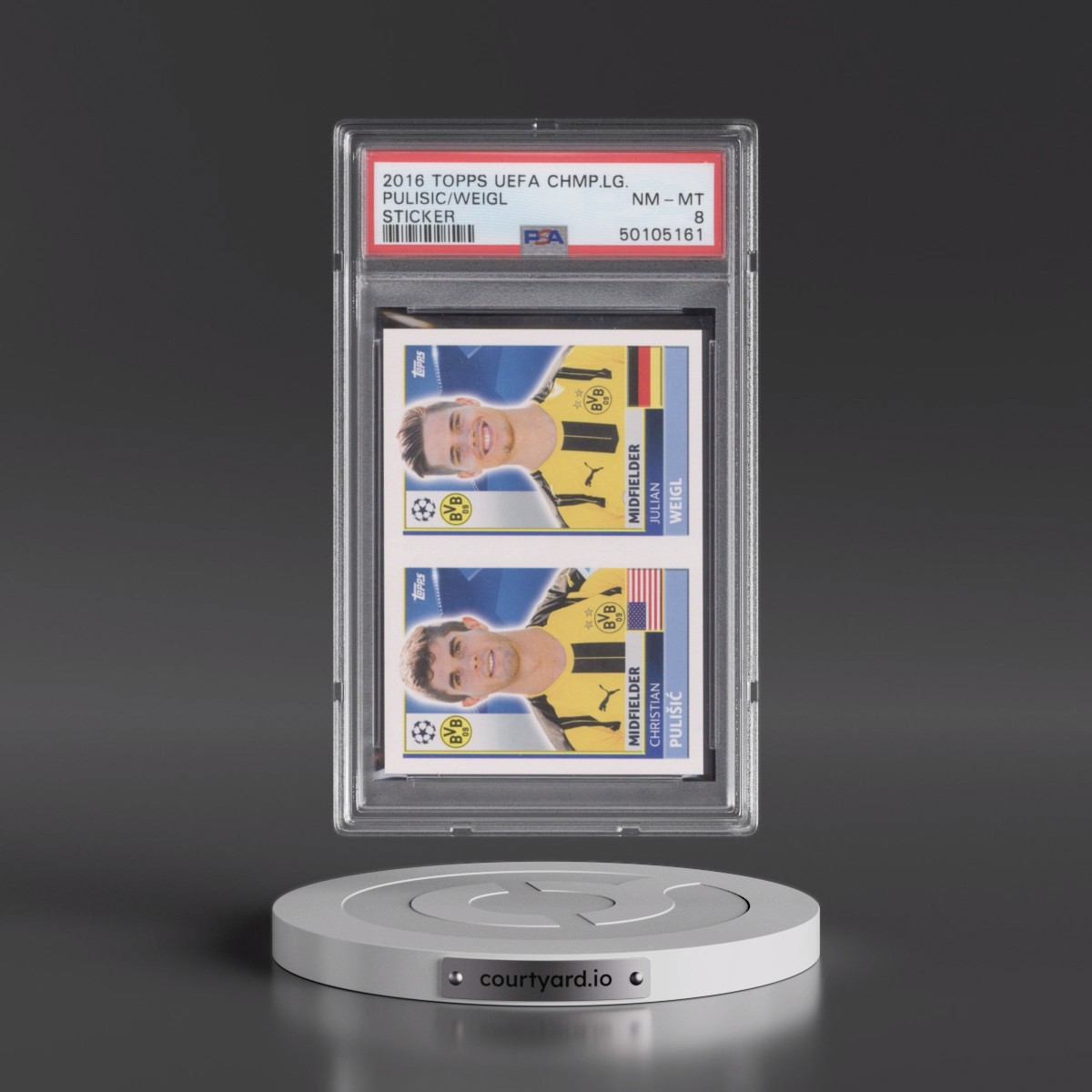 2016 Topps UEFA Champions League Sticker #DOR12 Christian Pulisic/Julian Weigl (PSA 8 NM-MT)